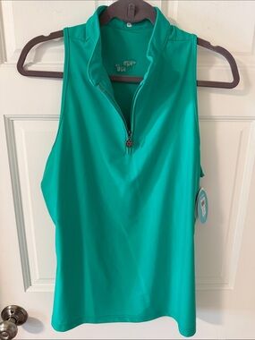 NWT Tzu Tzu Sport "Bella" Sleeveless Golf Top - Sea Glass Size XL
